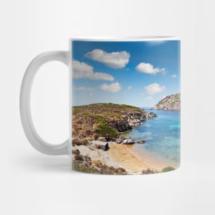 The circular bay of Fellos beach in Andros island, Greece Mug